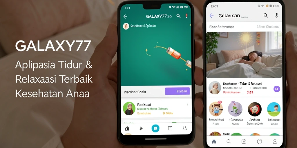 Tampilan antarmuka GALAXY77 yang menenangkan untuk tidur dan relaksasi.