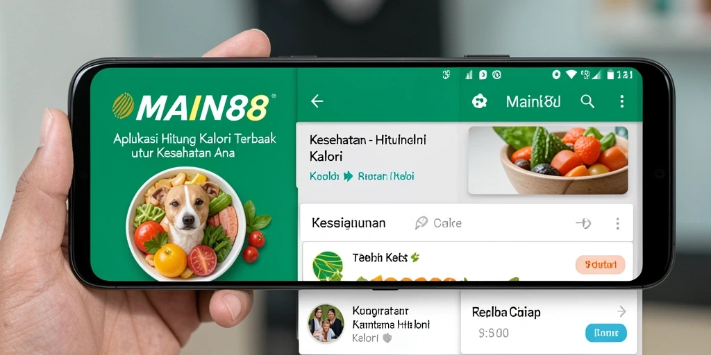 Antarmuka aplikasi MAIN88 yang intuitif dengan fitur Hitung Kalori.