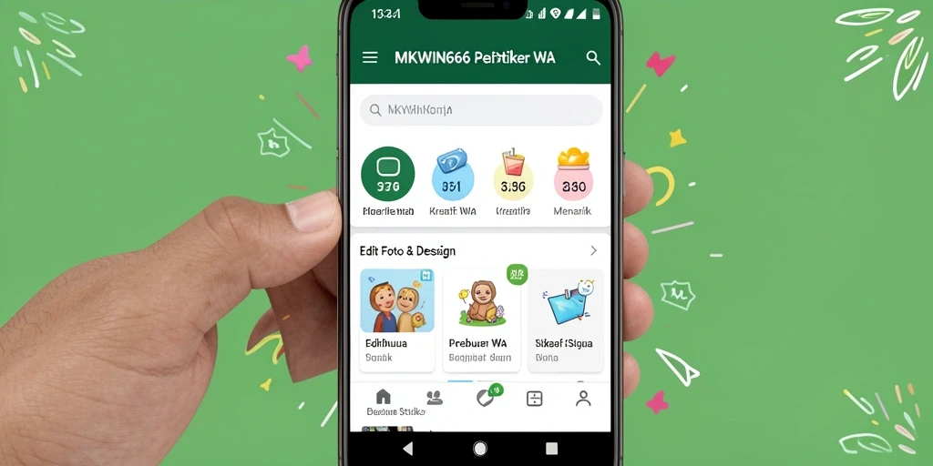 Tampilan antarmuka MKWIN666 saat membuat stiker WA yang menarik.
